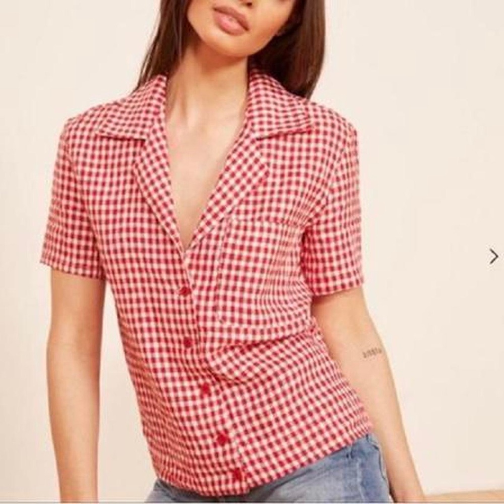 Reformation Linen Gingham Shirt